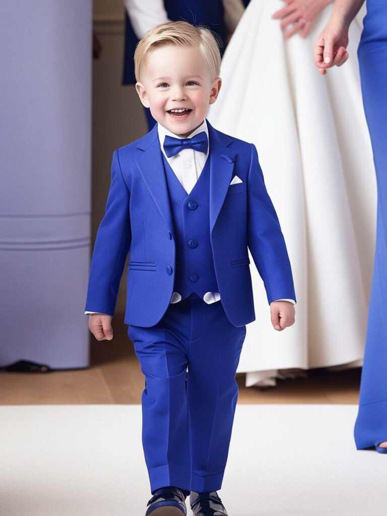 Tenue de ceremonie bebe garcon costume bleu roi