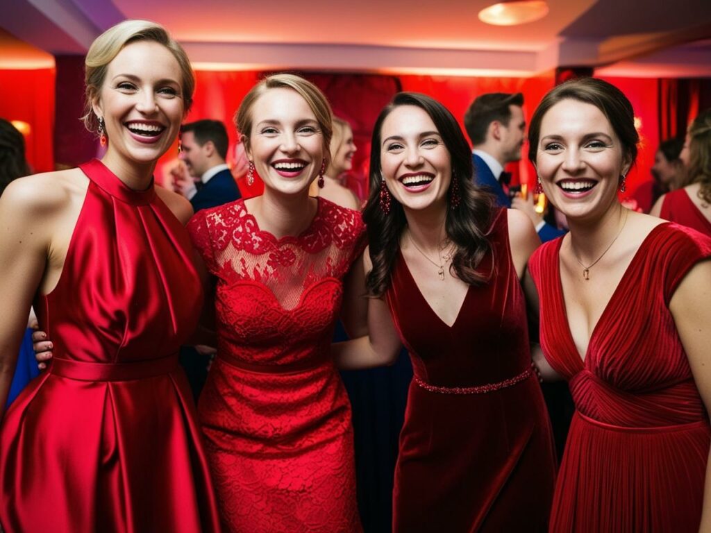 Femmes avec robe rouge comparatif de robes